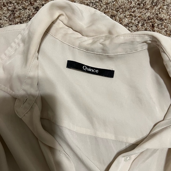 Quince Washable Stretch Silk Short Sleeve Notch Collar Blouse Small - Picture 3 of 4